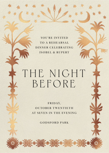 Golden Oasis - Rehearsal Dinner Invitation by Jungalow