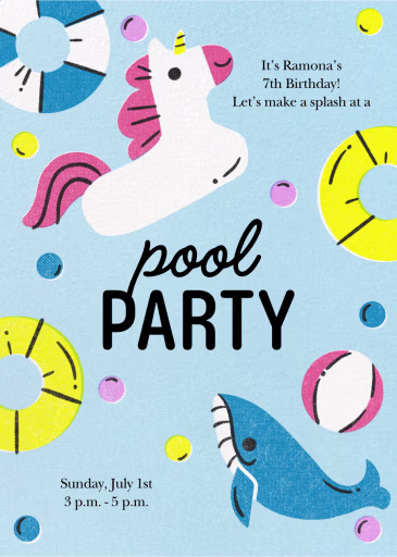 Unicorn Pool Float - Birthday Invitation by Paperless Post