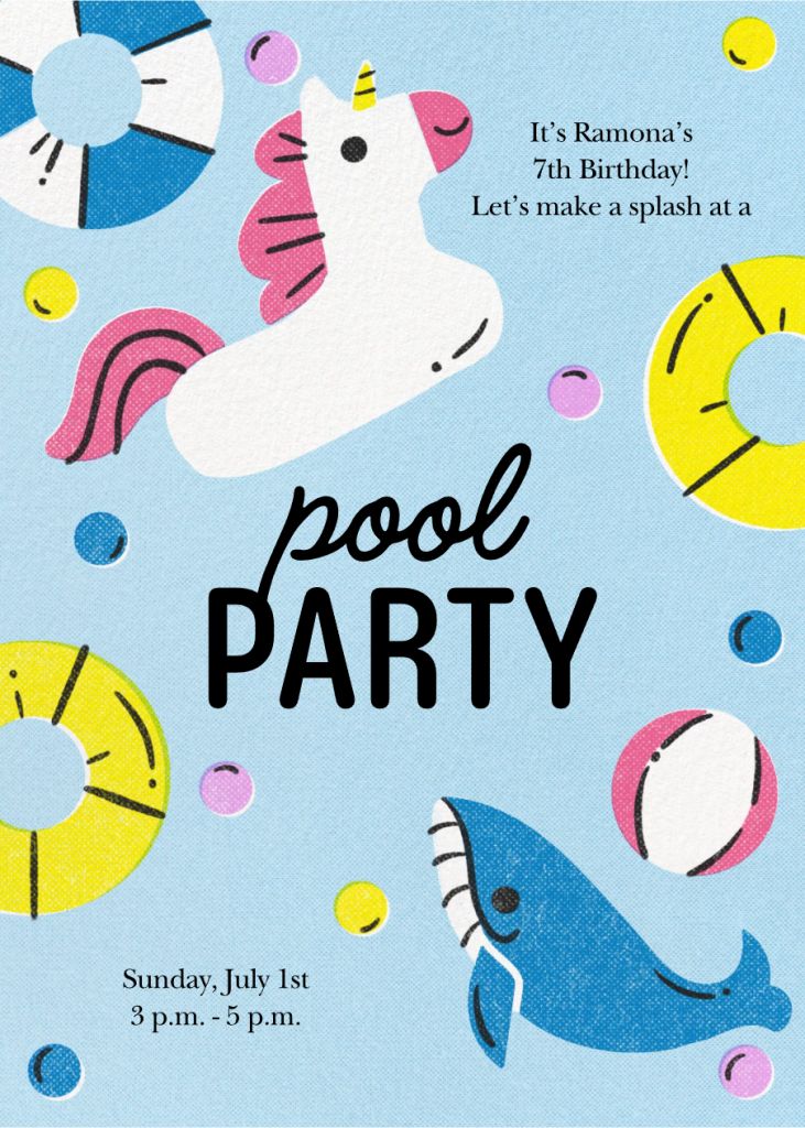 Unicorn Pool Float Invitation