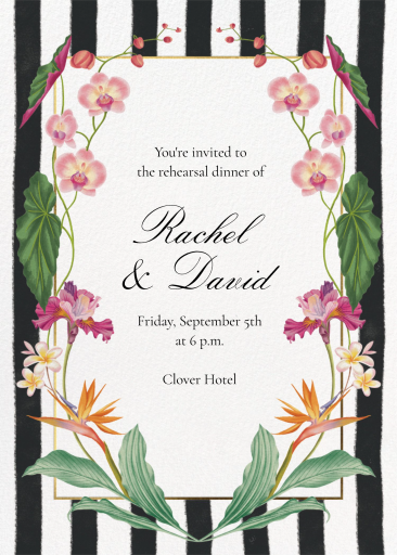 Floral Striped Tropical Invitation