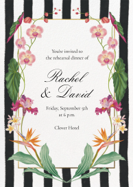 Invitación tropical con rayas florales