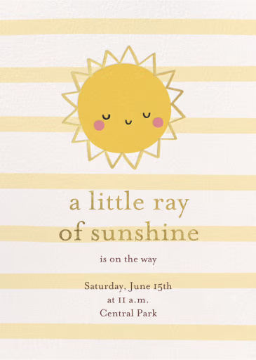 Sunny Rays - Baby Shower Invitation by Little Cube