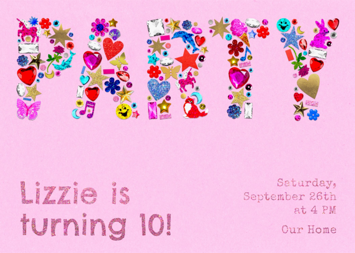 Colorful Rhinestone Party Invitation