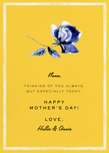 Abstracted Bloom (Greeting) - Mother's Day Card by Carolina Herrera - Back