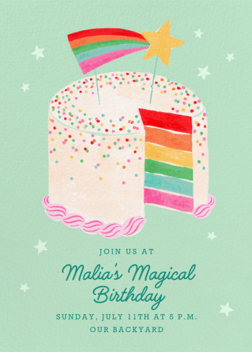Rainbow Cake Star Invitation