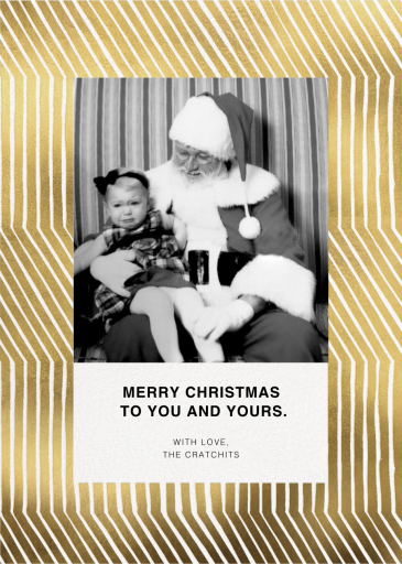 Gold Stripe Border Photo - Christmas Card by Marimekko
