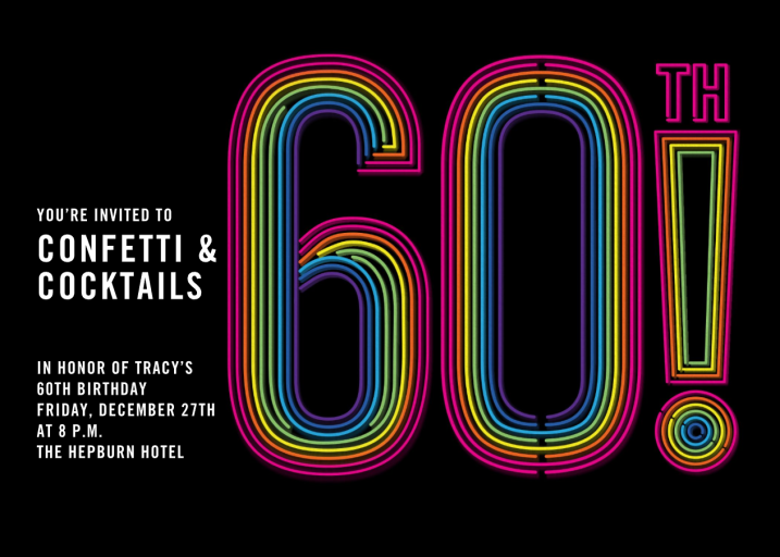 Neon Exclamation - 60th Birthday Invitation by Paperless Post