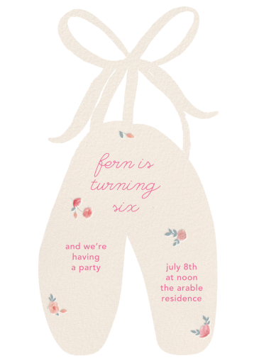 Pointe Shoes - Birthday Invitation by Meri Meri - Back