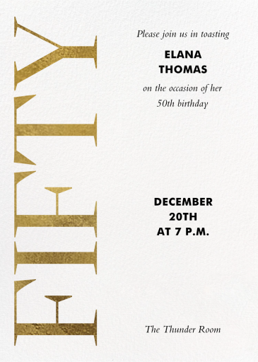 Luxe Lettering - 50th Birthday Invitation by Paperless Post