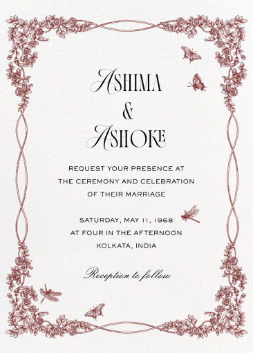 Gold Floral Butterfly Invitation