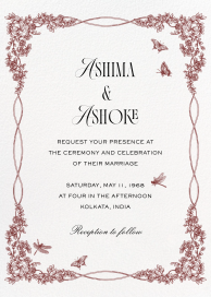 Gold Floral Butterfly Invitation