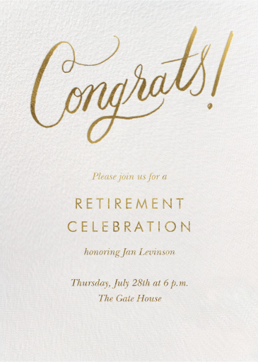 Golden Congrats - Retirement Party Invitation by Rifle Paper Co.