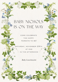 Invitación con marco floral verde