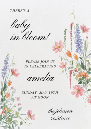 Floral Baby in Bloom Invitation