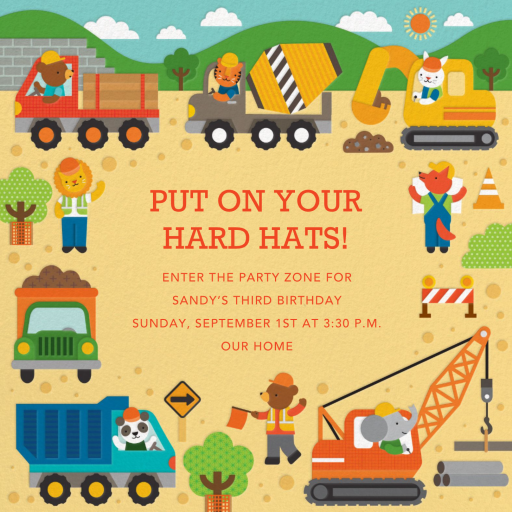 Construction Zone - Birthday Invitation by Petit Collage