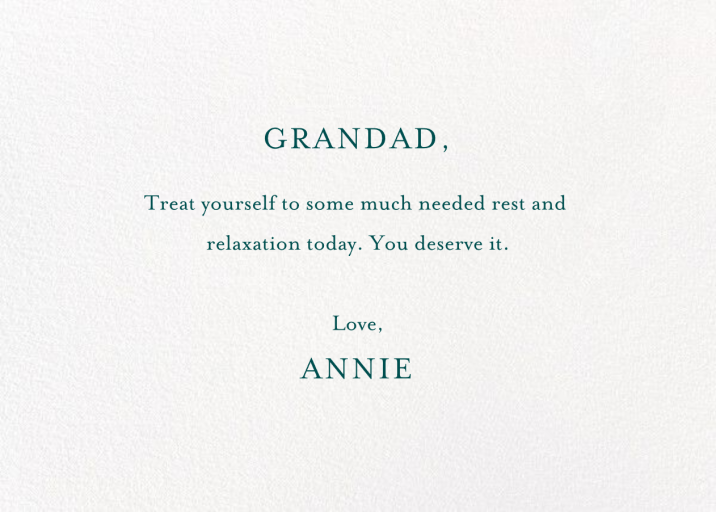 Grandfather Is Waterskiing Again - Father's Day Card by Mr. Boddington's Studio - Back