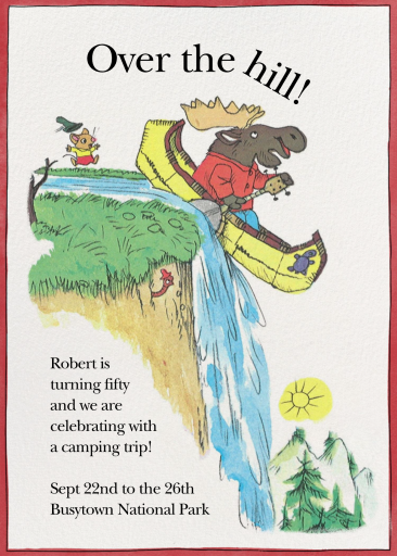 Over the Hill - Invitation by Richard Scarry