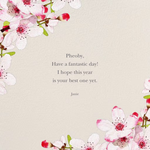 Blushing Blossoms - Birthday Card by Felix Doolittle