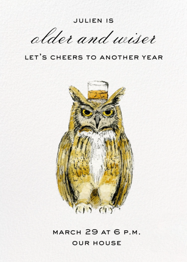 Watercolor Owl Birthday Invitation
