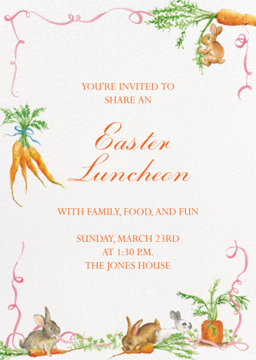 Nibbling Bunnies - Invitation by Clementina Sketchbook