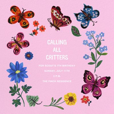 Butterfly Kids' Birthday Invitations