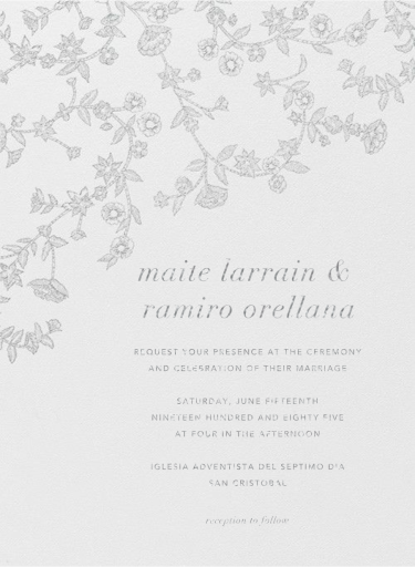 Stitched Floral I - Wedding Invitation by Oscar de la Renta