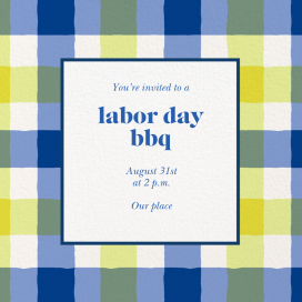 Bright Plaid Border - Labor Day Invitation by kate spade new york