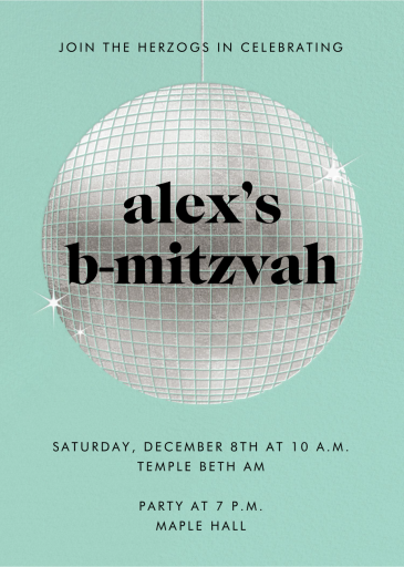 Sparkly Disco Ball - Bar & Bat Mitzvah Invitation by Paperless Post