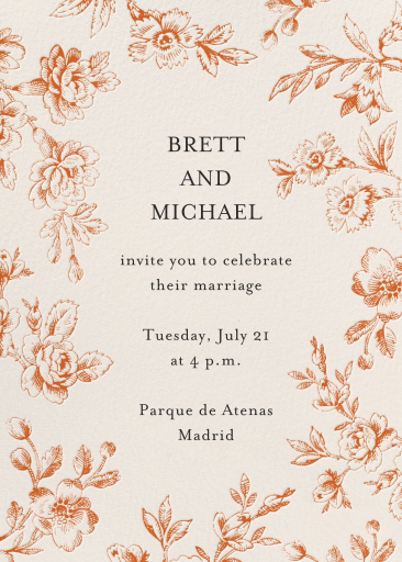 Rust Floral Anniversary Invitation