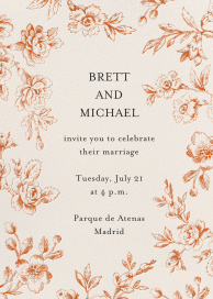 Rust Floral Anniversary Invitation