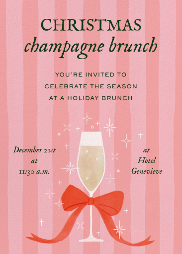 Pink Striped Champagne Invitation