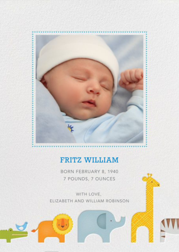 Safari Line - Birth Announcement by Petit Collage