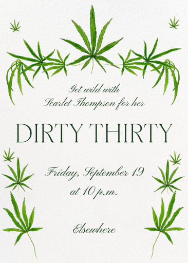 Watercolor Leaf Dirty 30 Invitation