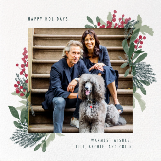 Photo Holiday Foliage Border Card