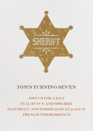 Sheriff Badge - Birthday Invitation by Paperless Post