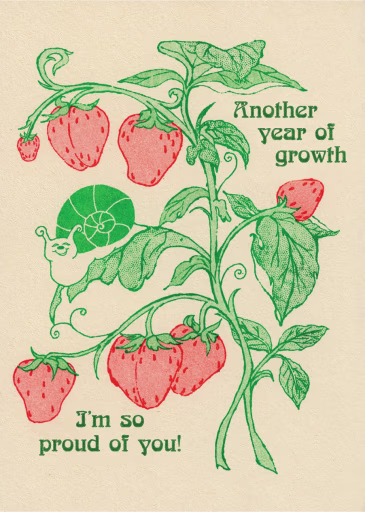 Strawberry Snail (Hannah - Michelle Bayley) - Birthday Card by Red Cap Cards