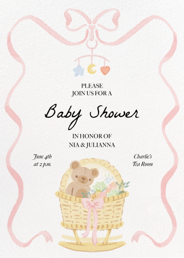 Watercolor Bear Basket Invitation