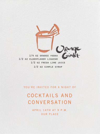 Orange Gimlet - Party Invitation by Linda and Harriett