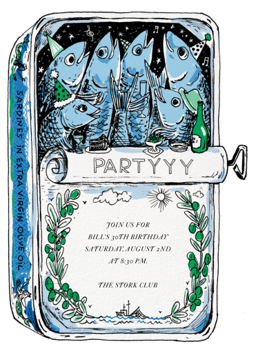 Festive Sardines - Winter Party Invitation by Joana Avillez