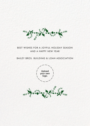 Holly on the Banister - Holiday Card by Mr. Boddington's Studio - Back