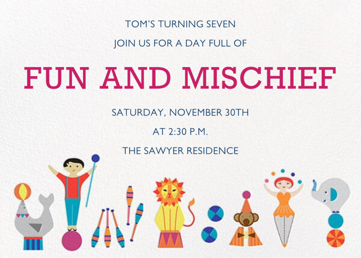 Circus Games - Birthday Invitation by Jonathan Adler