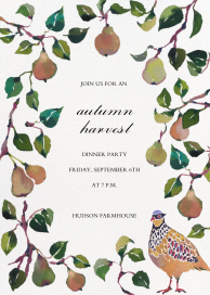 Watercolor Pear and Bird Invitation