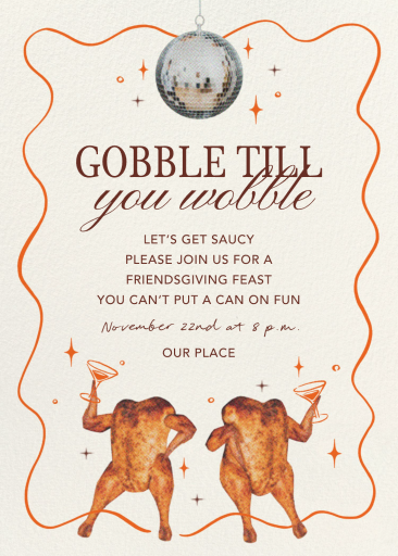 Disco Turkey Friendsgiving Invitation