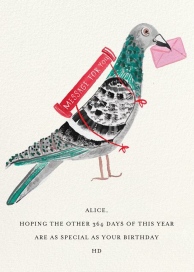Carrier Pigeon - Birthday Card by Mr. Boddington's Studio
