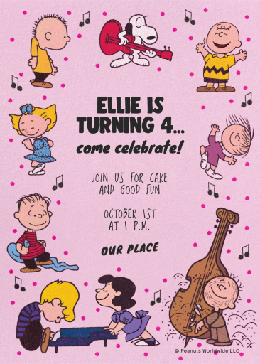 Peanuts Dance Party Invitation