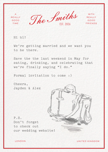 Vintage Luggage - Wedding Invitation by Sam Crosby