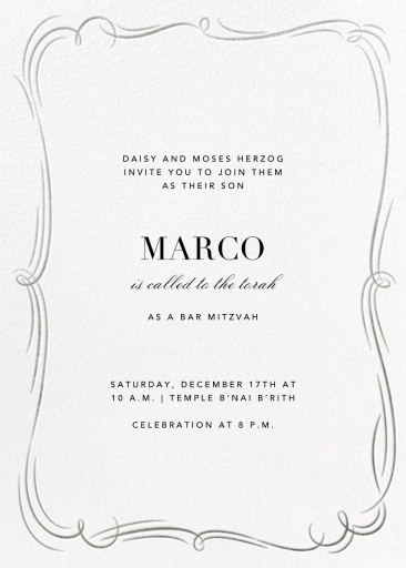 Plume Tall - Bar & Bat Mitzvah Invitation by Paperless Post