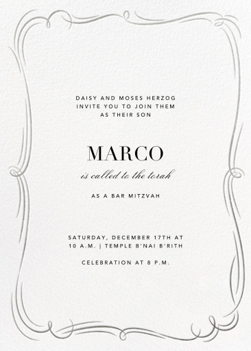 Plume Tall - Bar & Bat Mitzvah Invitation by paperless_post