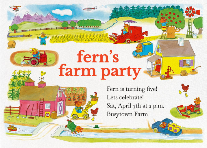 Happy Farm - Birthday Invitation by Richard Scarry