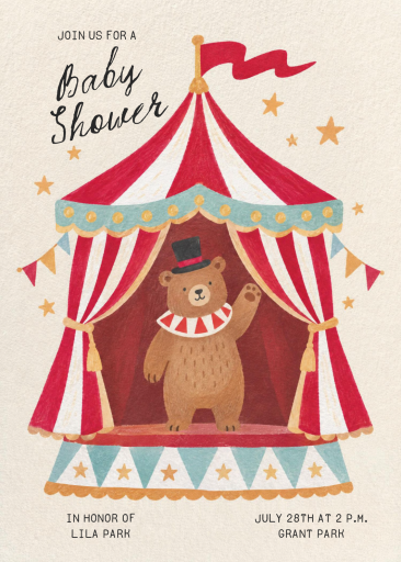 Circus Bear Birthday Invitation